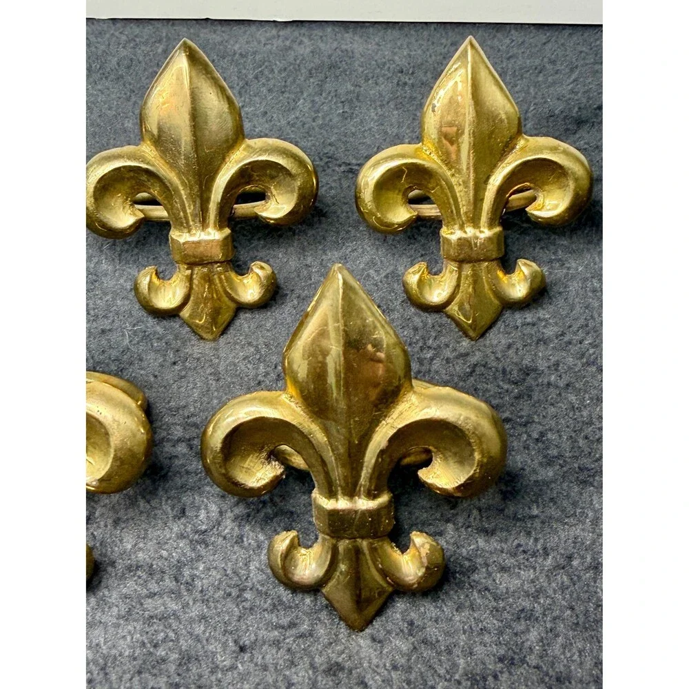 Vintage Brass Fleur de Lis Napkin Rings Set of 7 French Table Decor